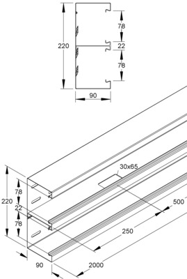 Niedax GK-Unterteil 220x90x2000mm DKU 220-78T90 S