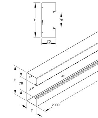 Niedax GK-Unterteil 110x70x2000mm GKU 110-78T70 S