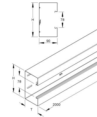 Niedax GK-Unterteil 110x90x2000mm GKU 110-78T90 S