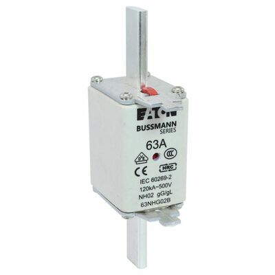 Eaton Sicherungseinsatz Nieders. 63A AC 500V 120kA NH FUSE 63#63NHG02B