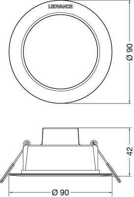 Ledvance LED-Downlight 830, schwarz DLIP44DN904W830BK