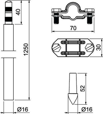 OBO Bettermann Vertr Staberderx Set Standard 4x1,25m 219 16 SET V4A