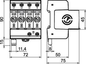 OBO Bettermann Vertr SurgeController V20 dreipolig mit NPE V20-CF-3+1FS-300