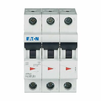 Eaton Leitungsschutzschalter 3p. 1,6A Charakt.: B FAZ-B1,6/3#278834