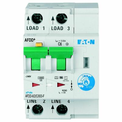 Eaton Brandschutzschalter 2p, C6A, 30mA, TypF AFDD-6/2/C/003-F