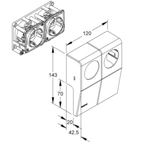 Kleinhuis Doppel-Schutzk.-Steckdose 144x120x43mm 1886.4.4