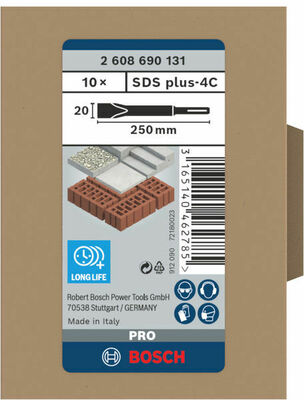 Bosch Power Tools PRO SDS plus-4C Flachmeißelset 20 x 2608690131
