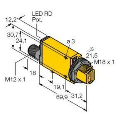 Turck Lichtleiter-Sensor für Glaslichtleiter SM312FMHSQD