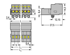 WAGO GmbH & Co. KG Stiftleiste mit Rastfüßen 5,00mm 24-polig grau 231-624/018-000