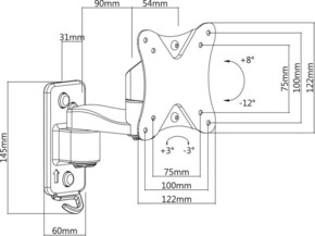 E+P Elektrik Wandhalterung,neig/schwenk schwarz WHS 223