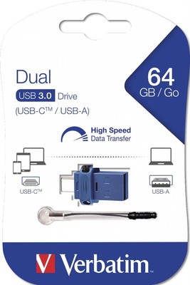 Verbatim USB-Stick 64GB 3.0 Typ A/C, Dual Drive VERBATIM 49967