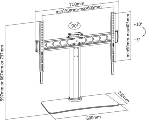 E+P Elektrik TV-Standfuß 81-140cm,32-55Zoll TH 146