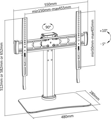 E+P Elektrik TV-Standfuß 81-119cm,32-47Zoll TH 144