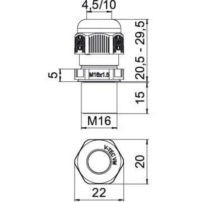 OBO Bettermann Vertr Kabelverschraubung M16 lang PA lichtgrau V-TEC VM L16 LGR