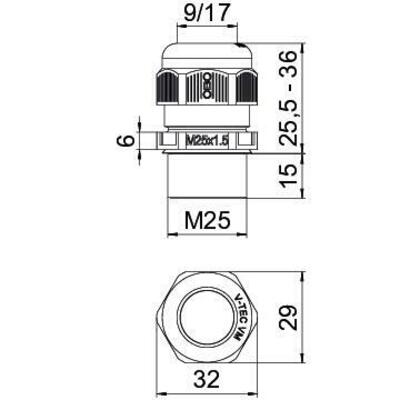 OBO Bettermann Vertr Kabelverschraubung M25 lang PA lichtgrau V-TEC VM L25 LGR