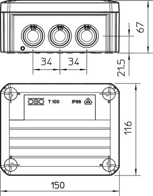 OBO Bettermann Vertr Kabelabzweigkasten T 100 RO-LGR