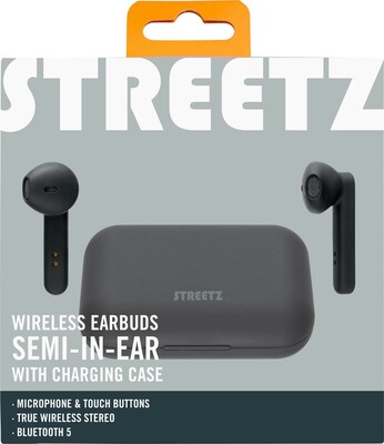 Streetz In-Ear Kopfhörer/Headset BT 5.0 Ladecase, schwarz TWS-104