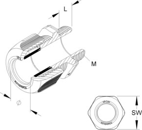HKL Kabelverschraubung lgr,D=32-38mm 1234M5001