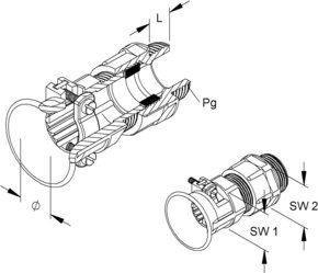 HKL Kabelverschraubung gr,D=5,5-7mm,IP54 1230/11