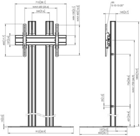 Vogels Bodenstandfuß Connect-it,180cm FD1864 si-sw