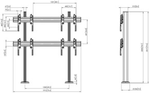 Vogels Bodenmontage Kit Videowall,2x2,46-55Z FMVW2255 sw