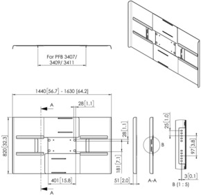 Vogels Rückwandabdeckung fDisplay Connect-it,QF,65-70Z PFA9159 sw