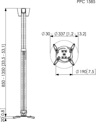 Vogels Projektor Deckenhalterung höhenverst850-1350mm PPC1585 si-sw