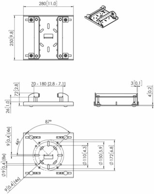 Vogels Adapter Stahlprofilträger Connect-it,70-180mm PUA9515 sw