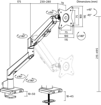 Goobay Single-Monitorhalterung Basic Freistehend 70821