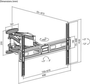 Goobay TV-Wandhalterung Basic FULLMOTION (L) 71199