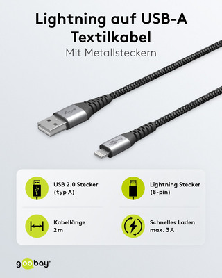 Goobay Sync/Ladekabel Lightning USB-A,2m 49269