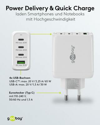 Goobay Multiport-Schnellladegerät USB-C PD GaN,68W,ws 64822