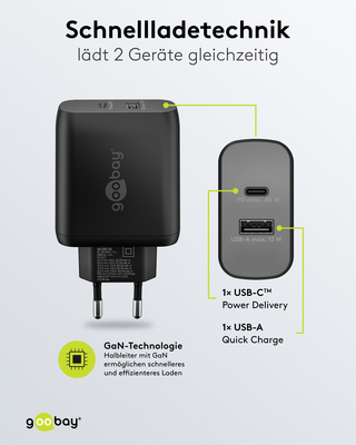 Goobay Dual-Schnellladegerät USB-C PD GaN,45W,sw 65411