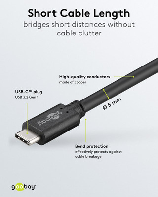 Goobay USB-C-Kabel, USB 3.2 4K/60 Hz,60W,1,5m 66507