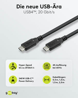 Goobay USB-C-Kabel USB4,240W,1,5m 74188
