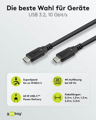 Goobay USB-C-Kabel, USB 3.2 60W,1m 74205