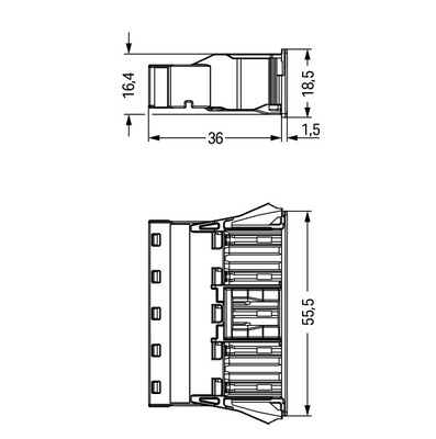 WAGO GmbH & Co. KG Snap-In-Buchse 5-polig,Kod. B,grau 770-745/064-000