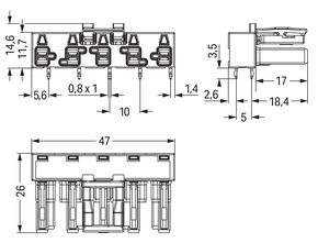 WAGO GmbH & Co. KG Buchse für Leiterplatten 5-polig,schwarz 770-805/011-000