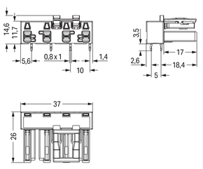 WAGO GmbH & Co. KG Buchse für Leiterplatten abgew.,4-polig,gr 770-844/011-000/064-