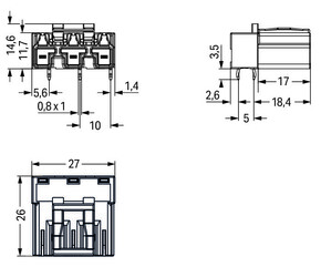 WAGO GmbH & Co. KG Stecker für Leiterplatten 3-polig,grau 770-853/011-000/062-