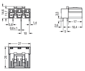 WAGO GmbH & Co. KG Stecker für Leiterplatten 3-polig,grau 770-853/011-000/062-