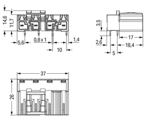 WAGO GmbH & Co. KG Stecker für Leiterplatten 4-polig,grau 770-854/011-000