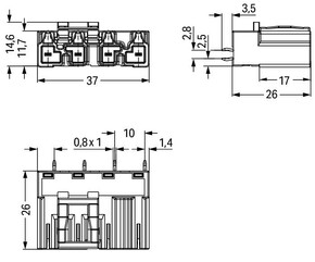 WAGO GmbH & Co. KG Stecker für Leiterplatten 4-polig,grau 770-854/060-000