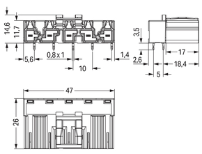 WAGO GmbH & Co. KG Stecker für Leiterplatten 5-polig,grau 770-855/011-000/064-