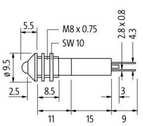 Murrelektronik LED-Anzeigebaustein rot 24VDC-20mA M3 71405