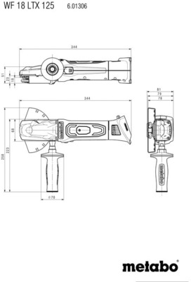 Metabowerke Akku-Winkelschleifer Flachkopf WF 18 LTX 125 Quick