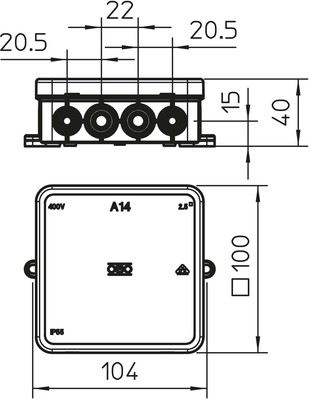 OBO Bettermann Vertr Kabelabzweigkasten 100x100x38mm A 14