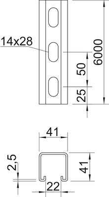 OBO Bettermann Vertr Profilschiene 6000x41x41mm MS4141P6000A4